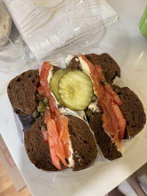 Cream Cheese & Lox Bagel pumpernickel- so good