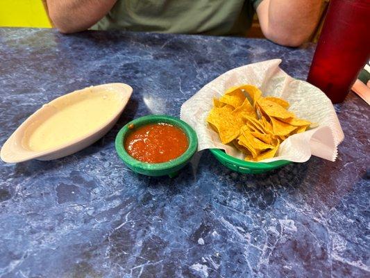 Chips. Salsa and Queso