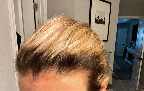 3" of grow out intentionally added with permanent dye!