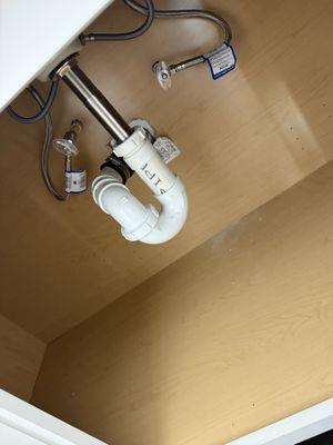 Piped in a sink in the bathroom