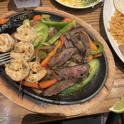 Steak and shrimp fajitas! . Service was great and fast, Taylor was server. Salsa and chips were on point.