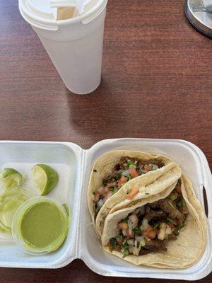 Bistek, green salsa, horchata
