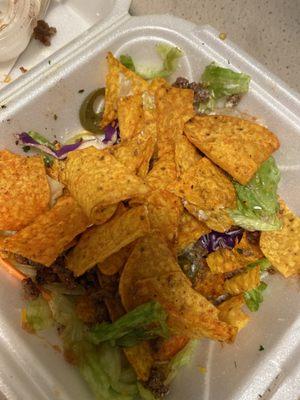 This was the worse taco salad ever suppose to been shredded lettuce but you see they use the salad package lettuce I wouldn't go here