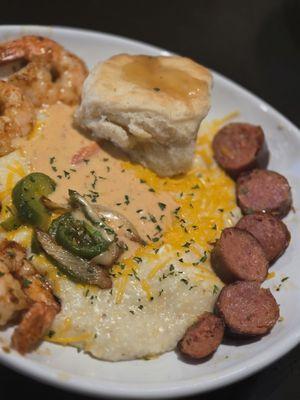 Shrimp and grits with sausage