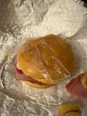 Plastic that was inside the sandwich when my mother bit into it.