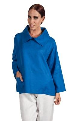 Cobalt Blue Women's Linen Jacket
