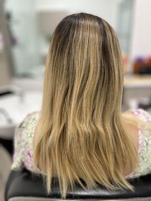 Before installing our 200 gram 20" hair extensions using the micro gel method.