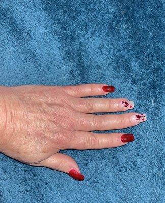 My Valentine manicure.