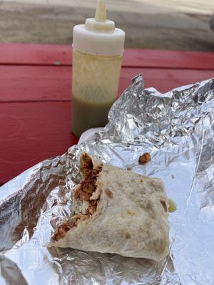 Chorizo breakfast burrito.