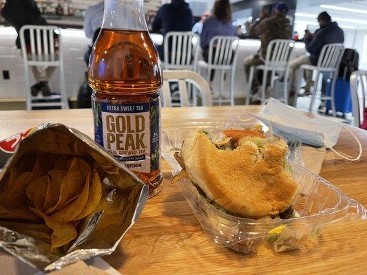 Beyond Burger, chips and sweet tea.
