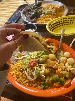 Seafood plate and Kyle got El Rey's