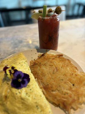 Mediterranean omelette with bloody Mary