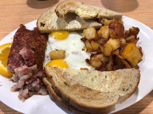 The corned beef hash. Homemade and delicious.
