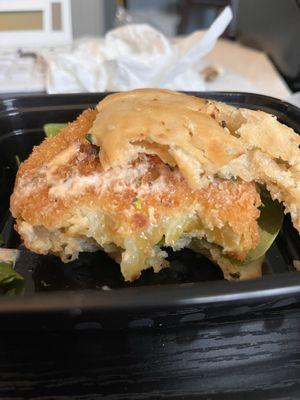 Fried green tomato slider, tastes fishy