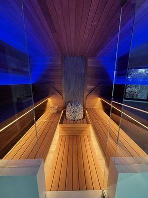 Custom sauna room with HUUM sauna heater