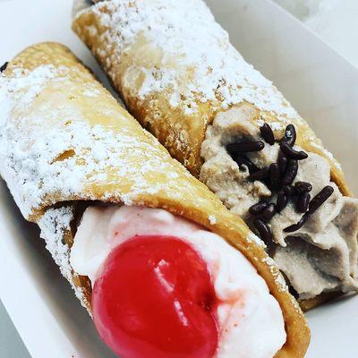 Cherry & chocolate cannoli, ricotta filling