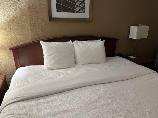 These are tiny pillows for a king bed. And there's not enough of them. If they put two more it would be sufficient.