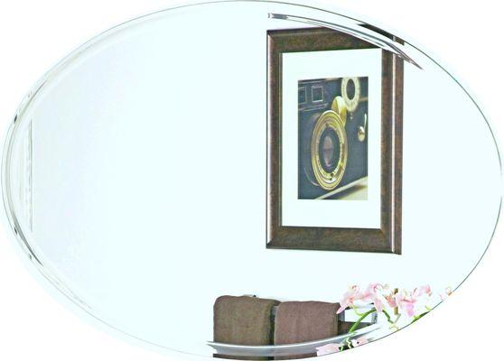 Oval beveled mirror on a silvered coat flat frameless glass