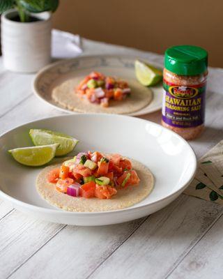 Dive into the essence of Hawaiian flavors with our Lomi Lomi Salmon Ceviche.