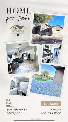 Home for sale! Go to our website for more info.