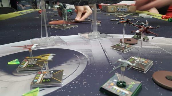 Star Wars starfighter dogfighting.