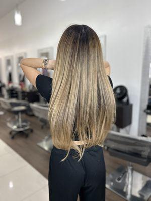 24" extensions, balyage, cut and style by Andres