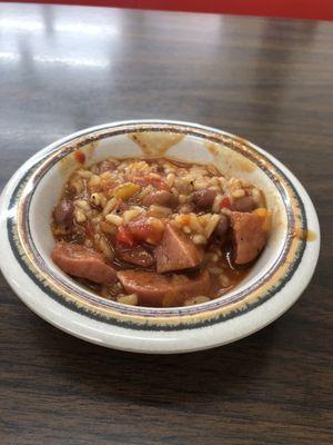 Small Sample of Red Beans and Rice. Very Tasty - slight sweetness with a vinegar twang. Good Stuff