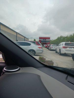 Long line, hour wait. They just opened, so they are swamped!