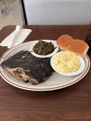 1/4th rack of ribs, collards and potato salad