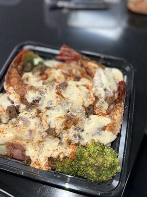 Steak and lobster potato