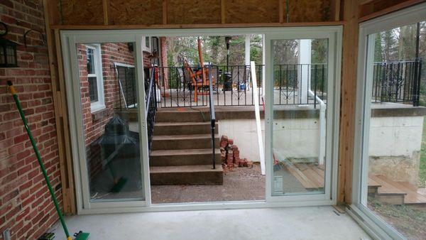 Sunview Buckingham 4 panel patio door, center two opened. NO post in the way!