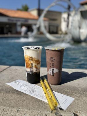 Brown Sugar Boba Milk $5.95 & Chocolate Oreo Frostie $6.95