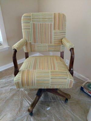 Awesome office chair rescued from a dumpster! Transformed by JK Upholstery!