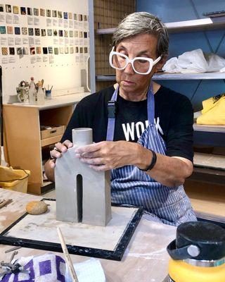 A student focusing in on their craft...