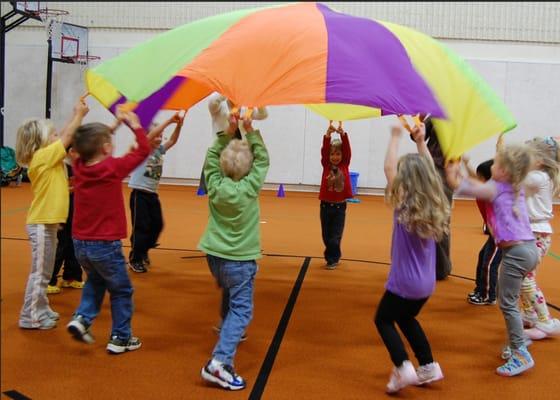 Indoor large muscle time happens every day, helping to develop new skills, physical strength,
coordination and balance.