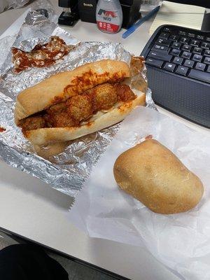Meatball hoagie and pepperoni roll