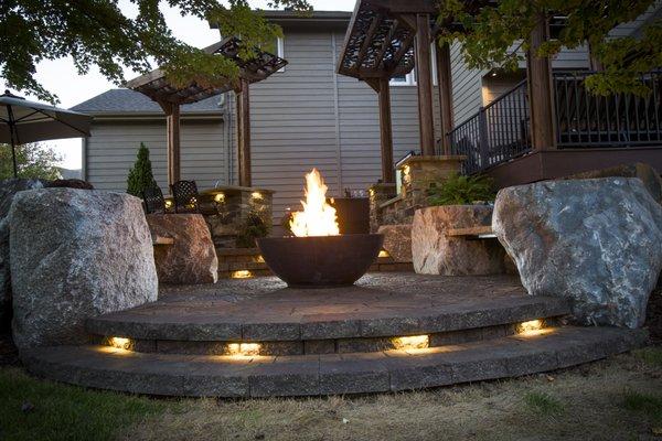 An enjoyable fire feature in the backyard.
