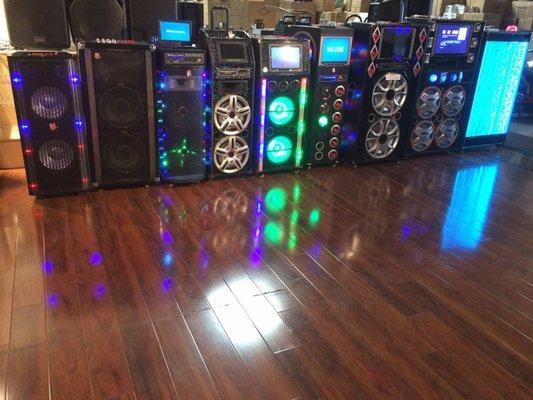 A portion of the karaoke speakers available