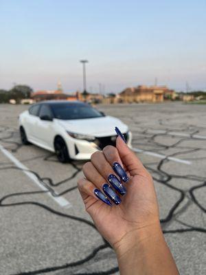 long midnight blue nails