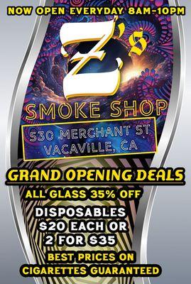 New deals for the grand opening Now Open 8am-10pm