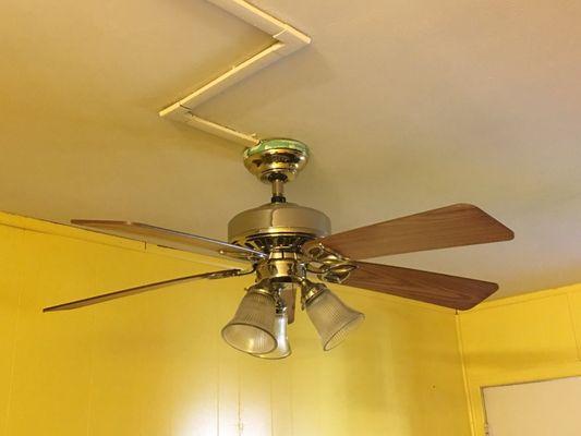 Painters tape and missing lightbulb