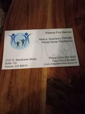 Business card that has their name/moto which is a lie based off of how they treat people.