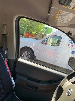 Taco truck behind ..