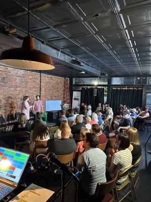 The sold out debut of our new comedy show (prior to the grand opening of our venue)