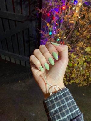 Manicure with green nail polish :)