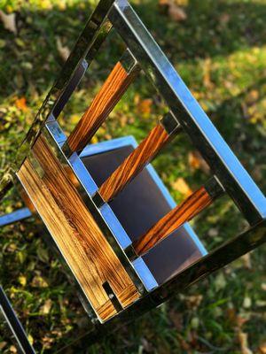 Stainless steel and Zebra Wood Chair