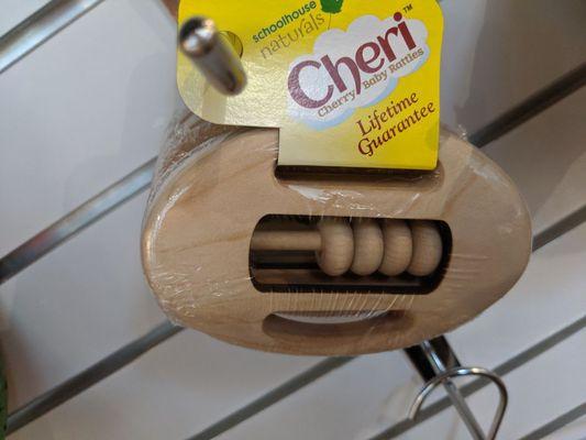 Natural wooden rattle