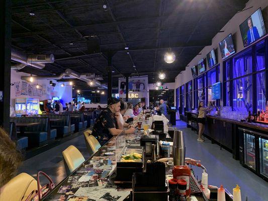 Down the bar seating and view