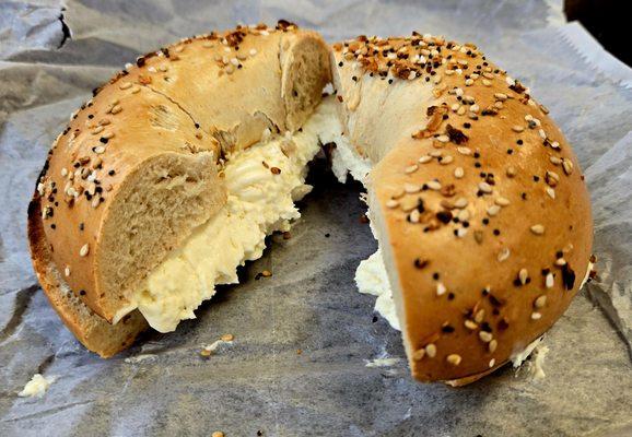 Everything bagel with cream cheese