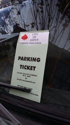 Official City of Aspen Parking Ticket. Unlimited quantities available.